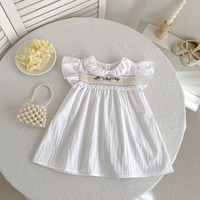 Ensemble Robe et Barboteuse Blanche Smockée pour Bébé Fille, Broderie Florale en Coton, Tenue Assortie Frères et Sœurs, Vêtements de Boutique Personnalisés ODM