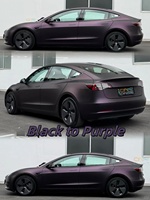 Película Protectora de Pintura para Automóviles TPU PPF Serie Satinada, Cambio de Color de Negro a Morado, Antiarañazos, Autocuración, Película para Envolver la Carrocería del Automóvil