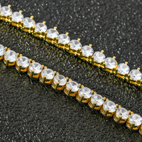 Hip Hop véritable plaqué or 4mm Zircon Tennis chaîne collier glacé bijoux de mode CZ en forme de coeur en laiton pour cadeau chrétien