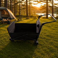 Chariot de plage pliable tout-terrain robuste avec cadre en acier, poignée réglable et grande capacité pour le camping et les activités de plein air