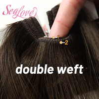 Mèches de cheveux vierges Remy à double trame, 100% cheveux humains, trame machine, noir naturel