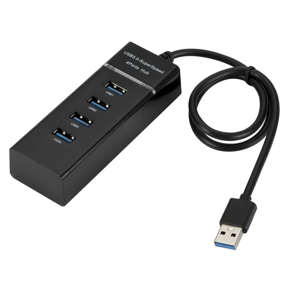 Portable USB 3.0 Super Speed 4 Ports USB Hub with LED Indication For Desktop PC Laptop Adapter Hub