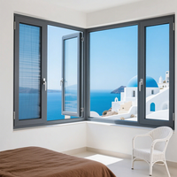 Fenêtre moderne en aluminium avec moustiquaire magnétique, fenêtre à battant insonorisée en alliage d'aluminium à pont thermique et verre Low-E