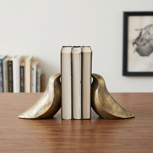 AK Brass Antique Brass Finish Aluminium Bird Shape Metal <b>Bookends</b> Set of 2 Decorative Book Ends for Shelf Desk Home Decor - Product Image 2