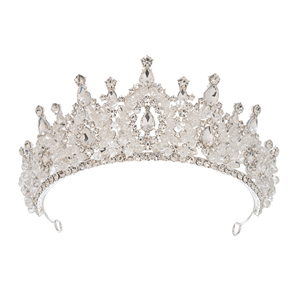 7cm de haut grand mariage princesse diadème couronne femmes romantique Vintage perlé mariage couronne baroque diadème - Product Image 1