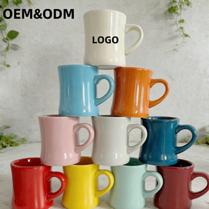 Juego de Tazas de Café de Cerámica Gruesa Estampada, Estilo Retro Clásico Vintage, con Logotipo Personalizado OEM, para Cafetería - Product Image 1