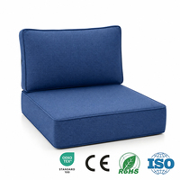 Ensemble de coussins de siège d'extérieur bleus imperméables pour patio, canapé et chaise, avec housse amovible en tissu Olefin, vente en gros