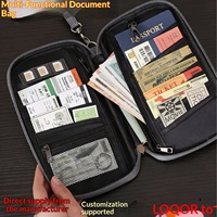 Organisateur de documents de voyage portable en tissu Oxford, grande capacité, multifonctionnel, anti-scannage, porte-passeport et porte-cartes