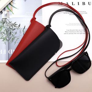 Portable PU Eyeglass Holder Pouch Anti-Lost Neck Strap <b>Sunglasses</b> Case Pendant Bulk Stocked Gift for Summer Low Price - Product Image 1