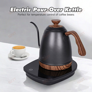 Barista Acero inoxidable 1.2L Verter sobre la elaboración de café Tetera Hervidor de café de cuello de cisne <span class=keywords><strong>con</strong></span> termómetro de precisión simple - Product Image 4