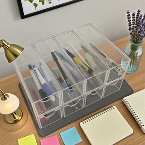 Yun Zhuo <b>Drawer</b> Style Acrylic <b>Storage</b> <b>Box</b> Multi Compartment Desktop Organizer For Stationery And Cosmetics Rectangle Minimalist - Product Image 1