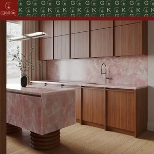 Îlot de cuisine en onyx rose pâle GOLDKING pour maison à plan ouvert, studio de <span class=keywords><strong>chef</strong></span>, suite d'hôtel et projets commerciaux - Product Image 5