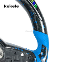 Hochwertiges Maßgefertigtes LED-Lenkrad aus Geschmiedeter Carbonfaser mit Blauer Perforierter Leder für Volkswagen VW Mk7 GTI Golf 7 Mk7.5