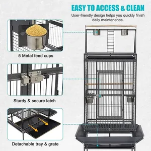 Jaula de Lujo de Gran Espacio para Loros y Guacamayos - Jaula Móvil de Vuelo con Divisor de Cría y Villa Duradera de Alambre de Hierro para Mascotas - Product Image 5