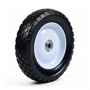 8x1.75 Flat Free Solid Rubber <b>Wheel</b> Diamond Tread White Powder Coated Steel Rim <b>Wheel</b> for Hand Truck Garden Trolley Utility Cart - Product Image 3