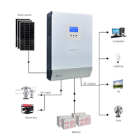 את רשת היברידי שמש מהפך 5 kva 5000va 5 kw 5000w dc 24v ac טהור סינוס גל 3kw 3000w כוח גבוהה תדר מהפך
