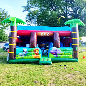 Outdoor party bounce <b>house</b> combo slide <b>inflatable</b> zoo playland commercial kids bouncy castle jungle bouncer - Product Image 1