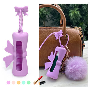 Tas Organizer riasan lipstik silikon portabel, tas pengatur lipstik tunggal pelindung lipstik silikon portabel - Product Image 1