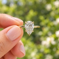 Bague solitaire en moissanite poire inversée, goutte d'eau inversée, en or fin massif GRA 9K 10K 14K 18K, bijoux de mariée minimalistes