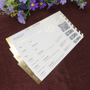 Invitation de passeport en feuille <span class=keywords><strong>d</strong></span>'or blanc de style Ins personnalisé de haute qualité avec <span class=keywords><strong>carte</strong></span> <span class=keywords><strong>d</strong></span>'<span class=keywords><strong>embarquement</strong></span> et avion en métal pour un événement de fête de <span class=keywords><strong>mariage</strong></span> - Product Image 6