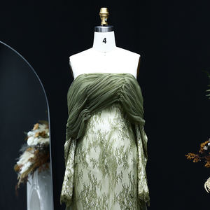 シャロンはSF254エレガントグリーンオフショルダーレースイブニングドレスウェディングフォーマルパーティガウンプロムガウンゲスト用を言いました。在庫なし。 - Product Image 3