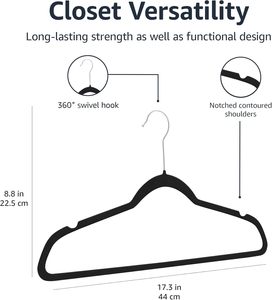 Wholesale Velvet <b>Hangers</b> Non-slip Durable Clothes <b>Hangers</b> With 360 Degree Rotatable Hook Black - Product Image 4