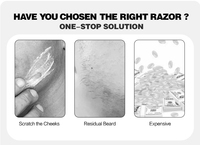 Rasoir de sécurité en acier inoxydable usiné CNC avec rasoir à 5 lames à dents fermées, idéal comme cadeau pour homme, manche de rasage inclus