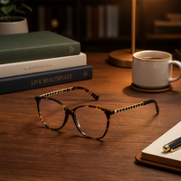 Montures optiques pour femmes en acétate, style classique noir, accent tressé en cuir, prêtes pour la prescription 2047-3