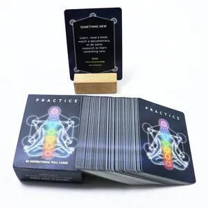 Carte di affermazione dello spirito adulto premium con stampa personalizzata che ispiratrice pensa la scheda del gioco di meditazione per persone di qualsiasi età