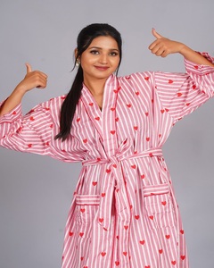 Robe kimono en coton rose de qualité supérieure, taille plus, imprimé floral fait main, vêtements de détente, prix de gros disponible - Product Image 3