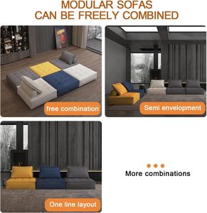 Italiaanse Minimalistische Modulaire Bankstel-Converteerbare Stoffen Blokken, Gratis Combinatie Woonkamermeubilair Voor Moderne Huizen - Product Image 6