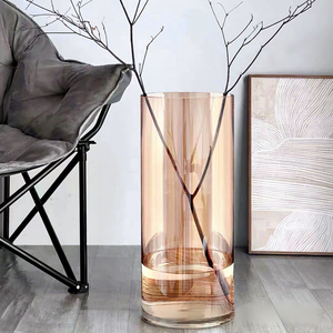 특대형 플로어 스탠딩 라이트 럭셔리 투명 유리 직선 튜브 화병 (웨딩, 생일, 특별한 날을 위한 고급 스타일) - Product Image 1