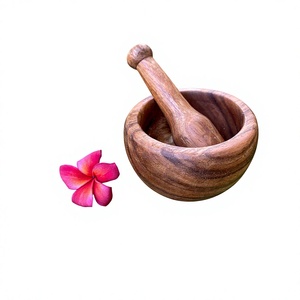 Wooden Mortar <b>and</b> Pestle <b>Set</b> | Natural Wooden <b>Spice</b> Grinder & <b>Herb</b> Crusher | Handmade Kitchen Grinding Bowl with Pestle - Product Image 5