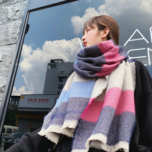 Écharpe en laine, glands châle de salle Air-conditionné, en treillis coréen <span class=keywords><strong>du</strong></span> <span class=keywords><strong>sud</strong></span>, automne et hiver en cachemire, image de femme, couleur unie - Product Image 6