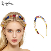 DREAM FASHION Bandeau de luxe élégant fait main avec cristaux arc-en-ciel colorés et diamants, accessoires pour cheveux de fille, cadeau pour les mères