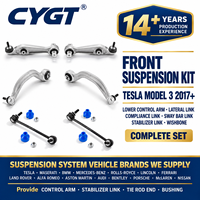 Kit de bras de suspension inférieur avant CYGT (droit et courbé) avec jeu de biellettes de barre stabilisatrice pour Tesla Model 3 2016+ Nouvelle garantie de 18 mois