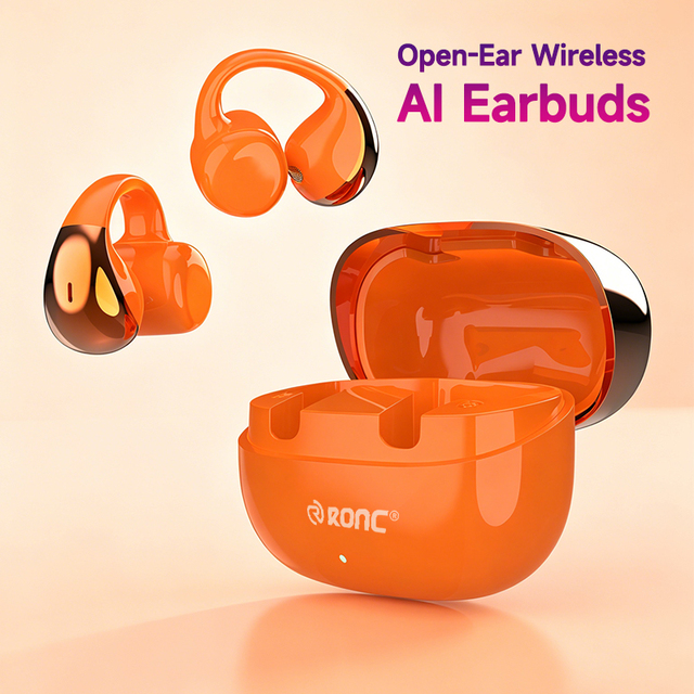 Open Ear Ear-clip Headphones ENC Noise Cancellation Ai Earbuds Real Time Language Translator Earphones for Travel Business Sport