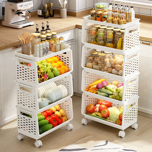 Design de mode chariot de cuisine à 4 niveaux support de rangement roulant avec roues chariot utilitaire en métal pour le stockage de salle de bain de fruits et légumes - Product Image 1