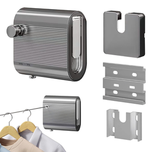 Nouvelle corde à linge rétractable murale en acier inoxydable de 4,2 m pour balcon, avec crochets pour sécher les vêtements - Product Image 1