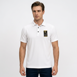 Camisa Oxford de Algodón a Rayas Verdes para Hombre con Logotipo Personalizado en la Parte Delantera, Manga Corta, Cuello con Botones, Tejido Informal Transpirable - Product Image 6