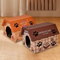Lit pour chat en carton ondulé en forme de gâteau au chocolat avec griffoir, espace de repos moderne pour animaux de compagnie