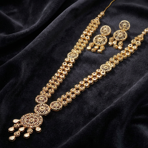 Venta al por mayor 14K 18K 24K chapado en oro formando joyería larga, joyería india de diseño floral, joyería de moda, joyería llena de oro de latón - Product Image 1