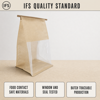 Sachet Doypack Personnalisé en Papier Kraft avec Fermeture à Lanière et Fenêtre Latérale pour Emballage de Grains de Café et de Thé OEM ODM