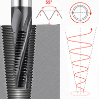 Fraise à fileter CNC en carbure monobloc trempé pour acier, filetage BSPT RC, à spirale profonde, avec contrôle des copeaux, usage général