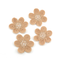 Motif floral en laine de 11 cm avec perles et perles de verre, patchs au crochet, accessoires élégants pour sacs de vêtements