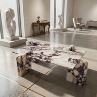 Table basse en marbre Calacatta Viola sur mesure, sculptée à la main, table centrale sculpturale, mobilier moderne pour salon