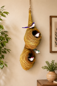 Nid d'oiseau suspendu artisanal multi-niveaux en fibre de coco – Décoration écologique en fibre naturelle pour la maison et les cadeaux - Product Image 2