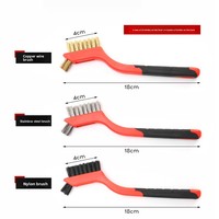 Brosse métallique haute densité en fil d'acier avec manche en plastique pour bricolage, OEM, décapage de rouille, nettoyage de soudures, brosse industrielle en métal, vente en gros d'usine