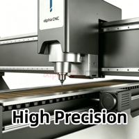 Machine de découpe CNC 3 axes Alpha avec moteur, boîte de vitesses, roulement, servomoteur et table à vide pour le bois et l'acrylique