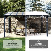 Pergola de jardin en aluminium et acier robuste à fixation murale, grand gazebo à toit rigide pour terrasse extérieure